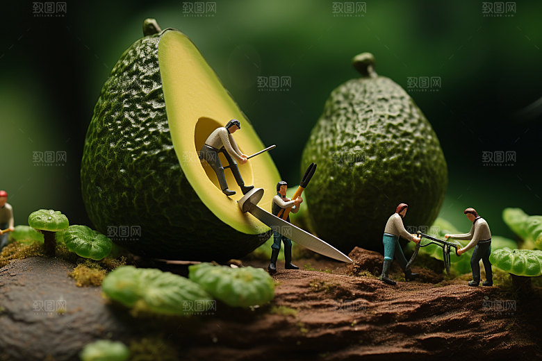 牛油果采摘种植微距小人