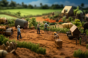微距小人农民创意农耕摄影图