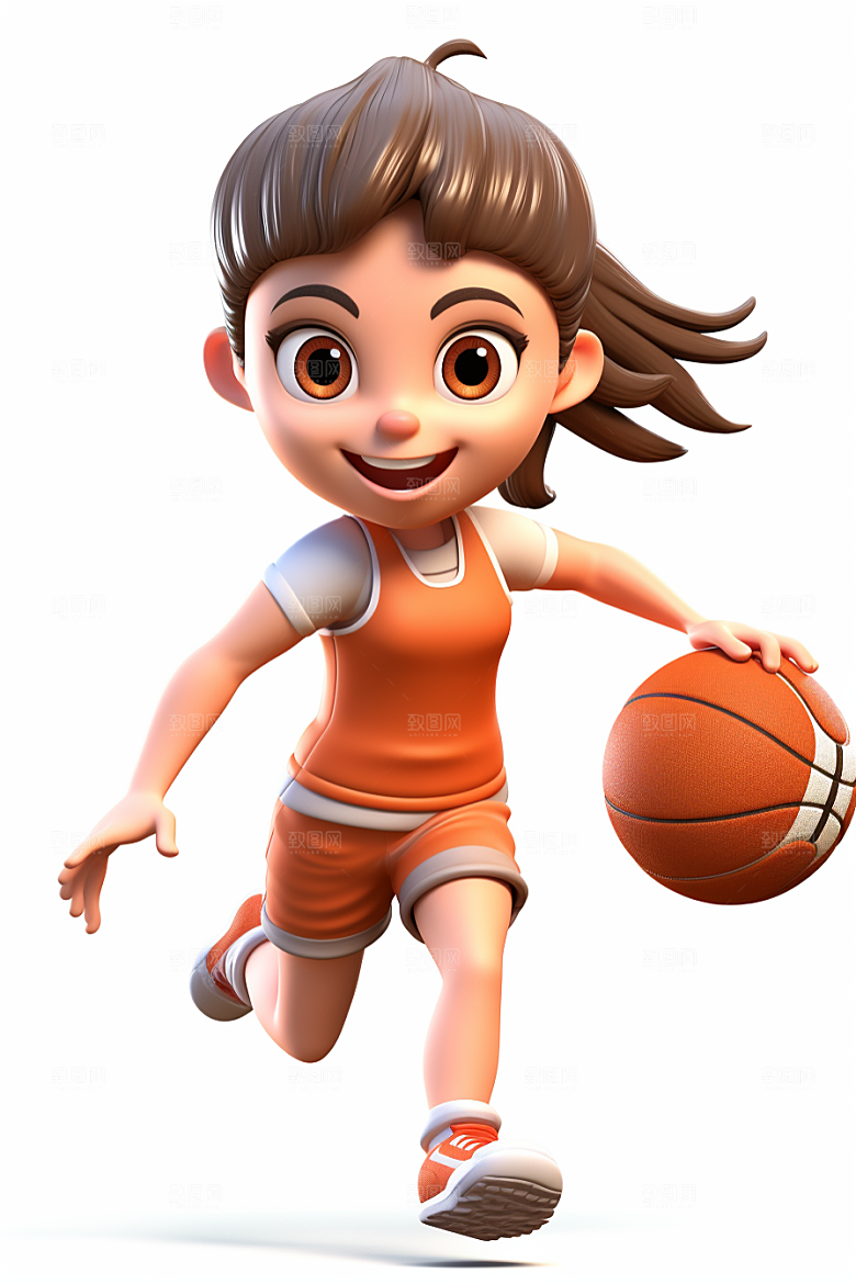 青少年运动3D形象模型