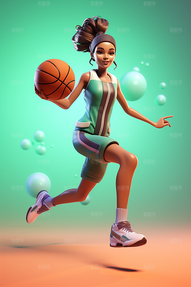 青少年运动3D人物模型