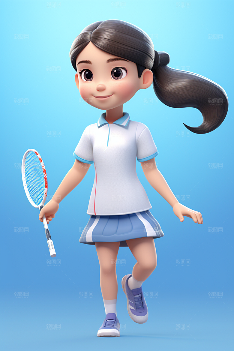 青少年运动3D人物模型