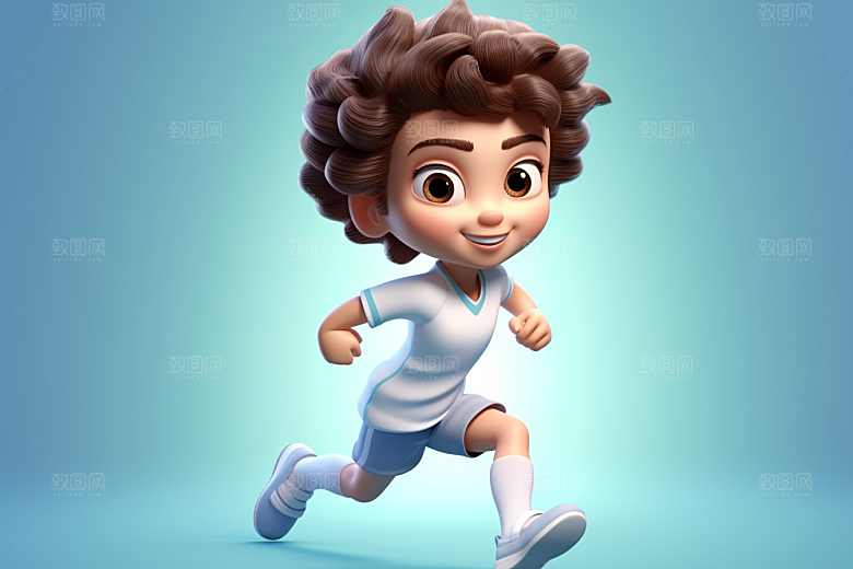 青少年运动3D形象模型