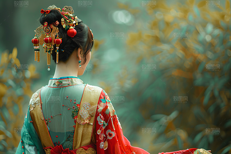 女生旅游背影美女自然素材