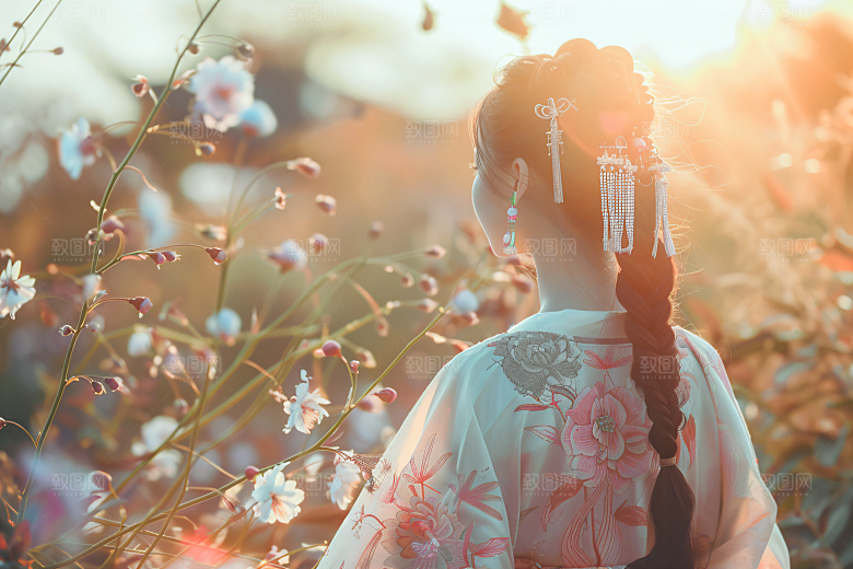女生旅游背影美女景色素材
