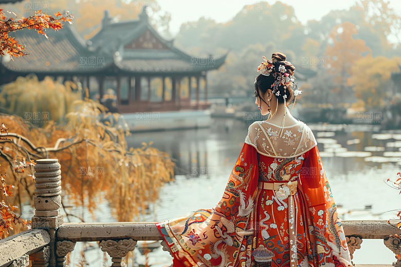 女生旅游背影高清自然素材