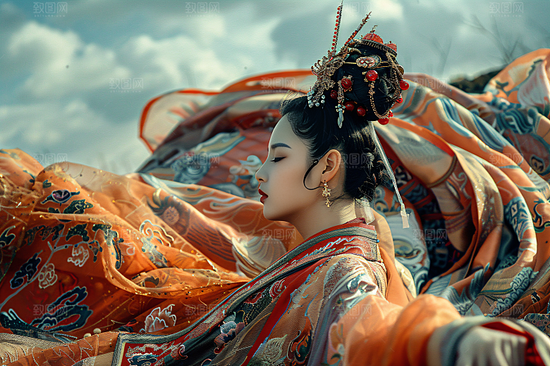 女生旅游背影唯美自然素材