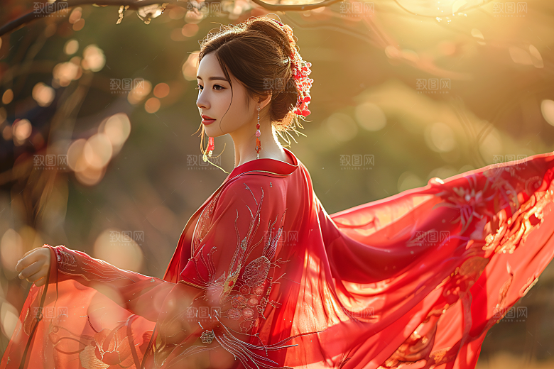 女生旅游背影高清自然素材