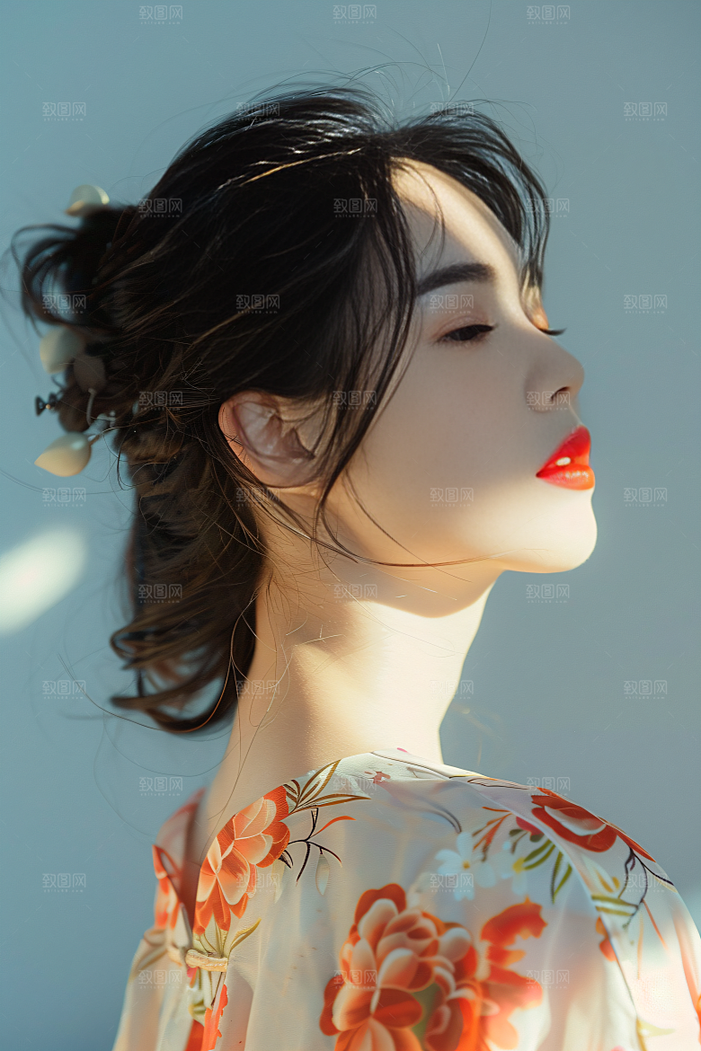 女生旅游背影风光自然素材