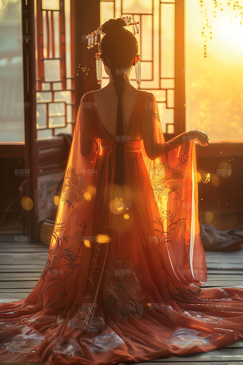 女生旅游背影景色自然素材