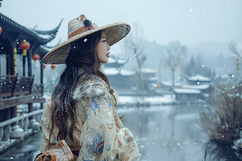 女生旅游背影自然高清素材