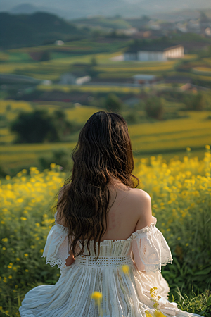 女生旅游背影旅行旅游素材