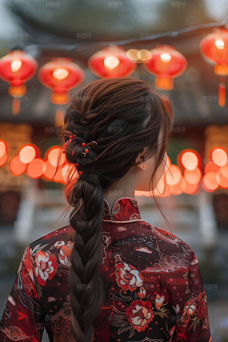 女生旅游背影自然美女素材
