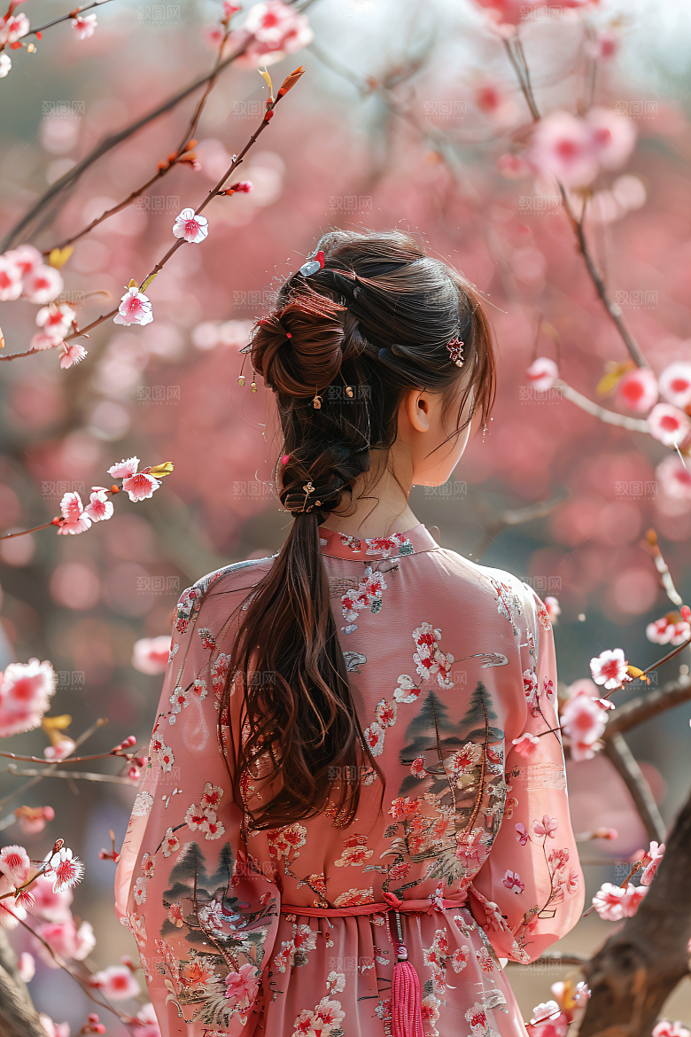女生旅游背影高清唯美素材