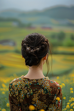 女生旅游背影人像节假日素材