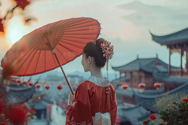 女生旅游背影自然自然素材