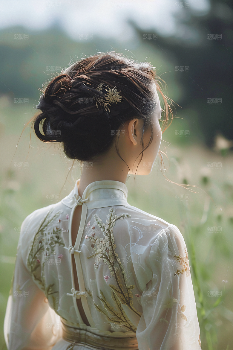 女生旅游背影高清旅游素材