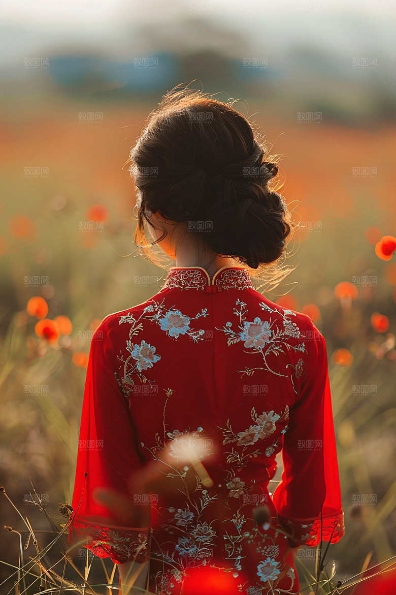 女生旅游背影景色自然素材