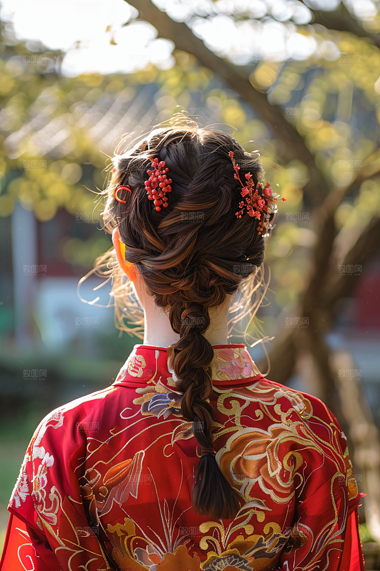 女生旅游背影景色节假日素材