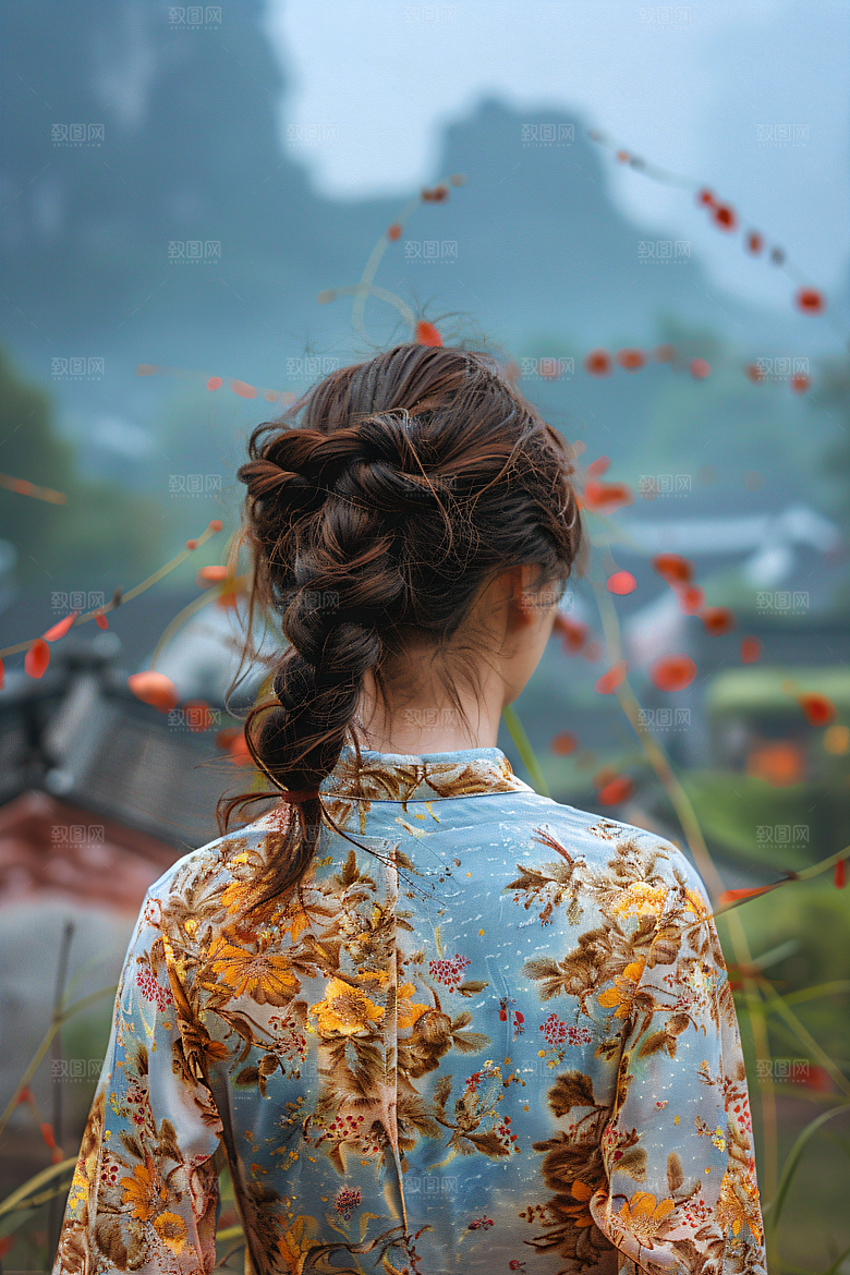 女生旅游背影旅行唯美素材