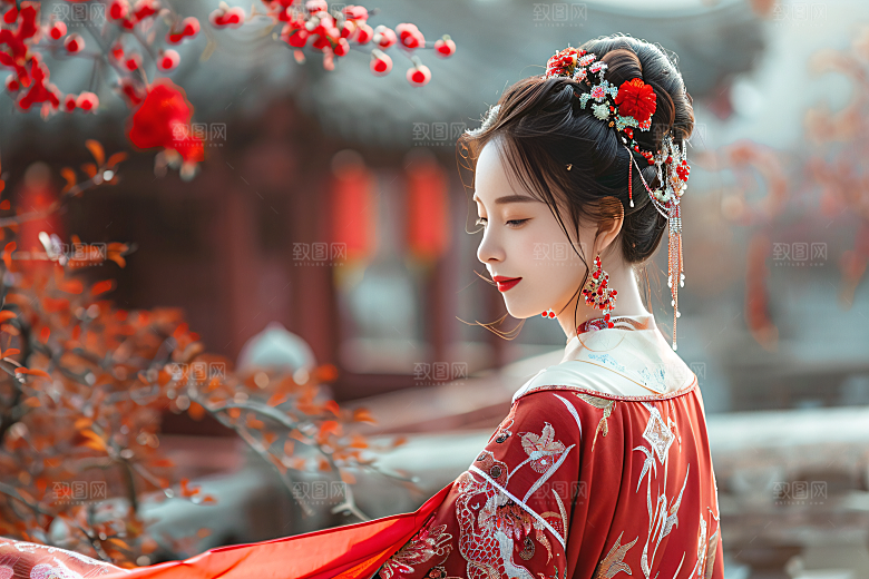 女生旅游背影人像自然素材