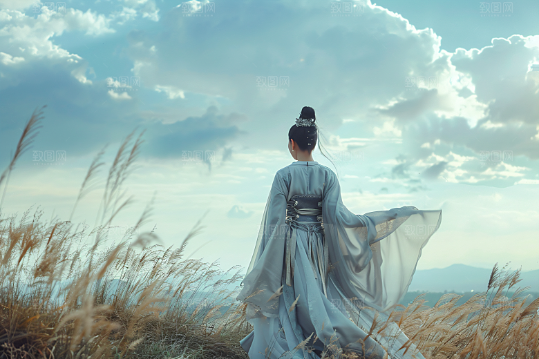 女生旅游背影节假日人像素材