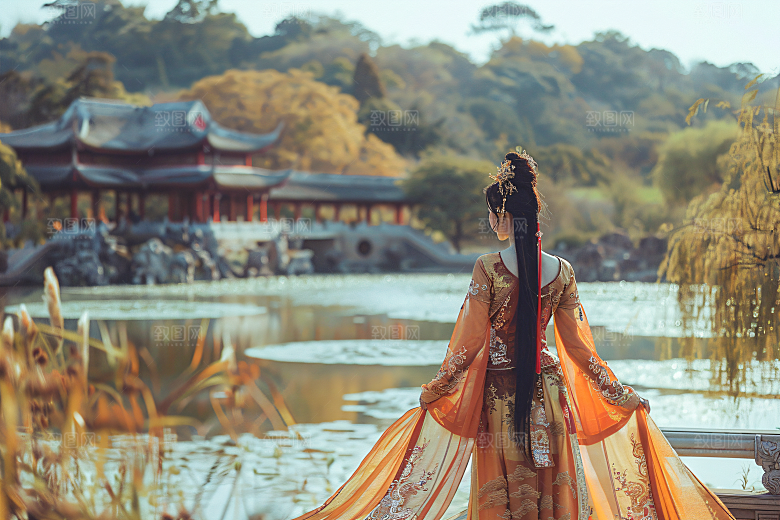 女生旅游背影美女旅游素材