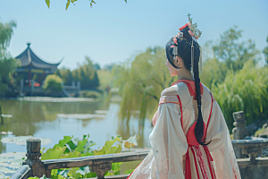 女生旅游背影景色自然素材