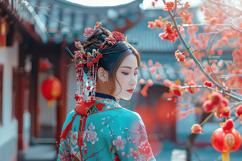 女生旅游背影自然自然素材