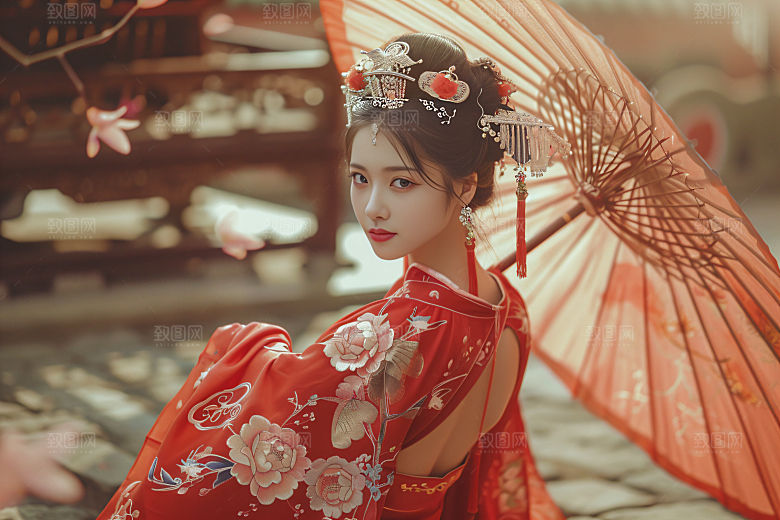 女生旅游背影旅游自然素材
