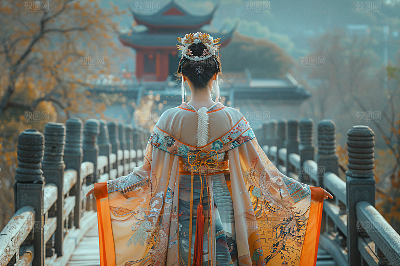 女生旅游背影唯美风光素材