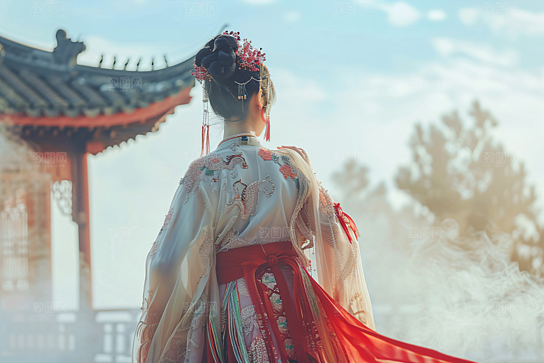女生旅游背影节假日旅游素材