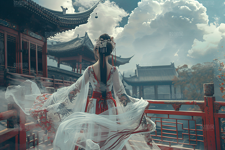女生旅游背影自然自然素材