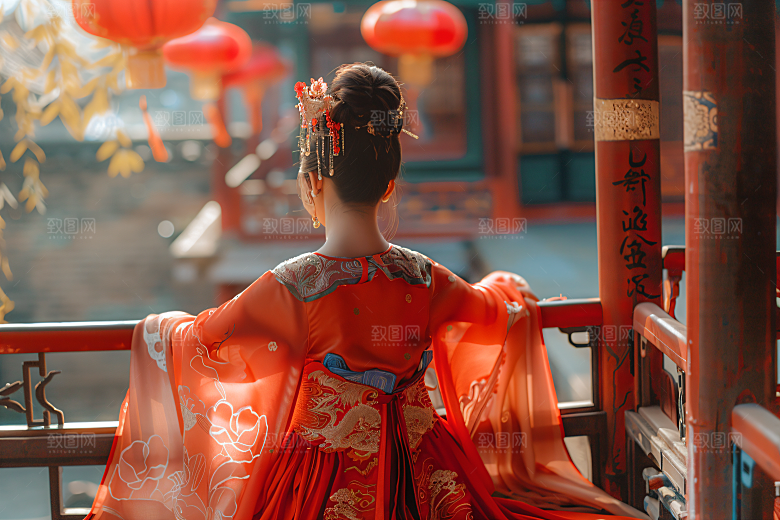 女生旅游背影节假日唯美素材
