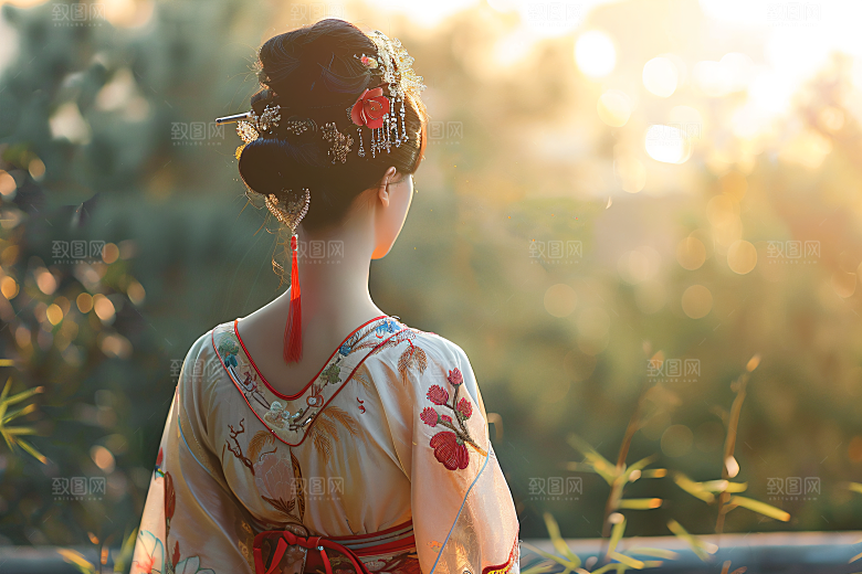 女生旅游背影自然人像素材