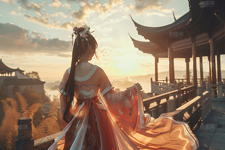 女生旅游背影景色自然素材