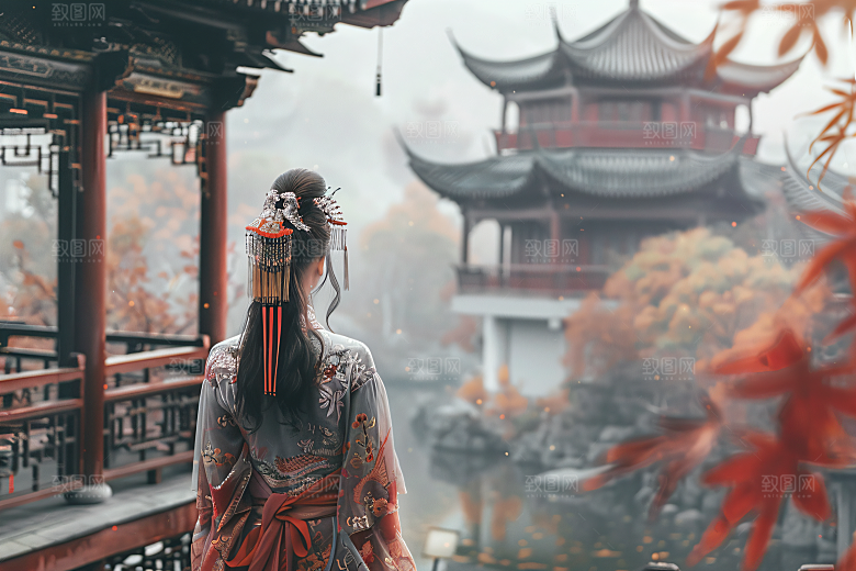 女生旅游背影旅游人像素材