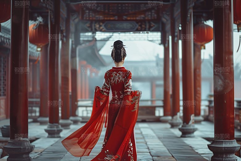 女生旅游背影美女唯美素材