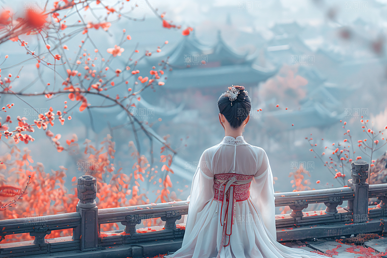 女生旅游背影旅行人像素材
