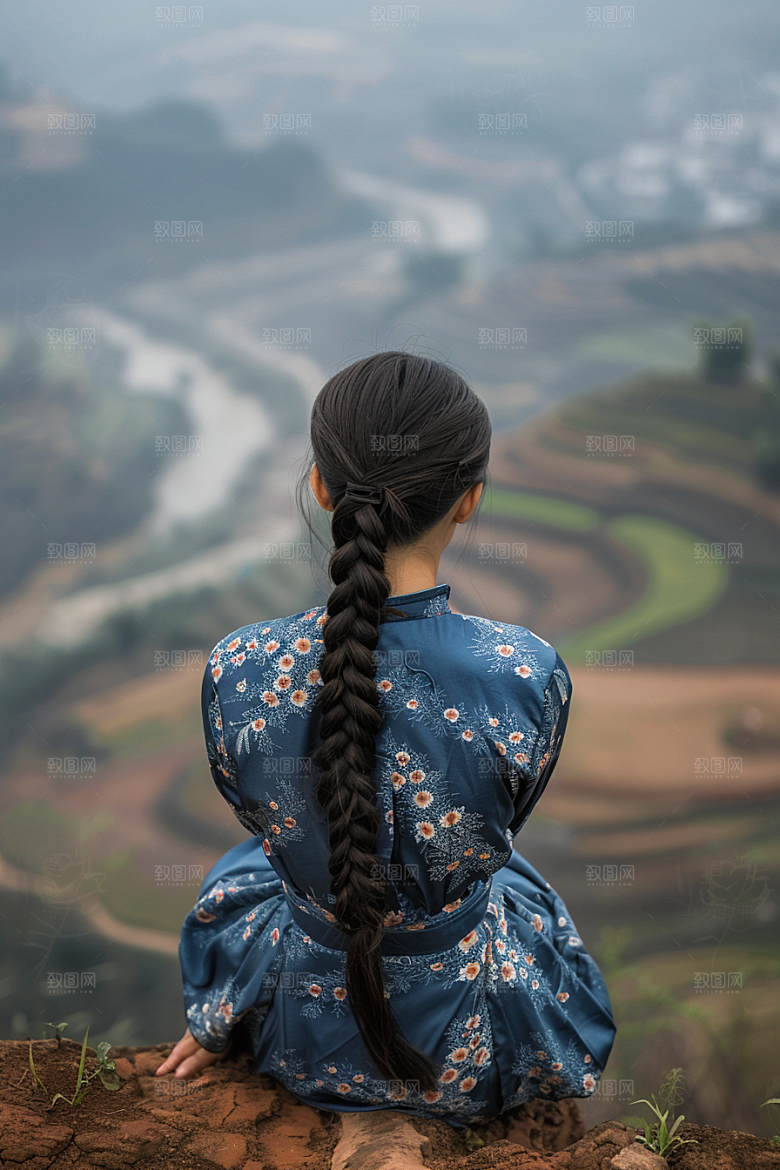 女生旅行背影户外人物摄影图