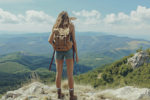 女生旅行背影风光人物摄影图