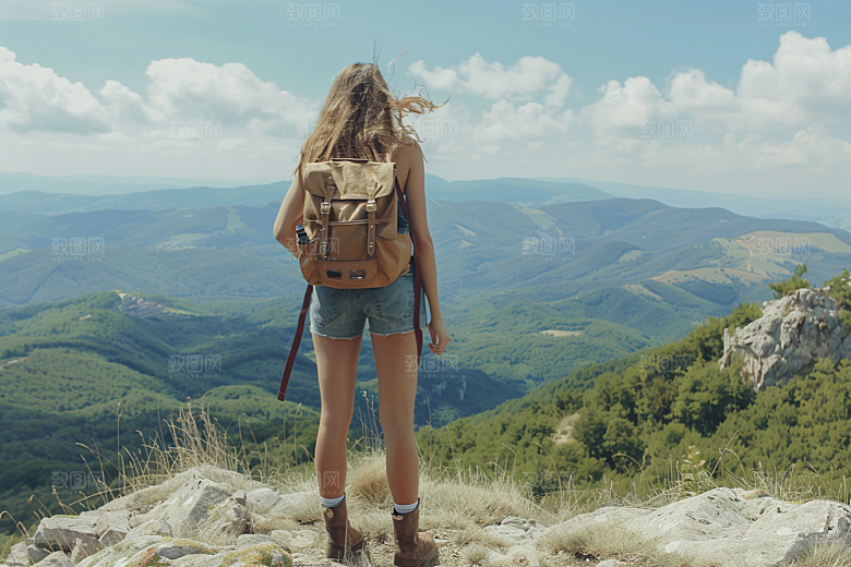 女生旅行背影风光人物摄影图