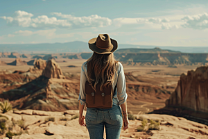 女生旅行背影人物旅游摄影图