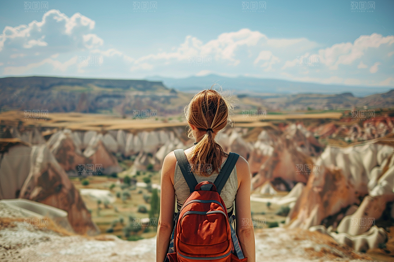 女生旅行背影户外高清摄影图