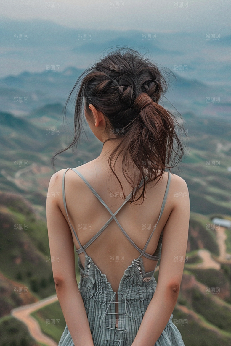 女生旅行背影高清人物摄影图