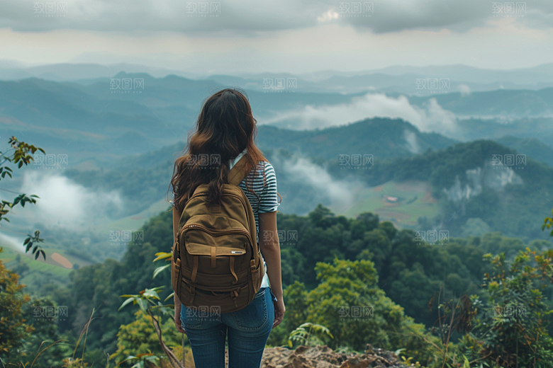 女生旅行背影高清旅游摄影图