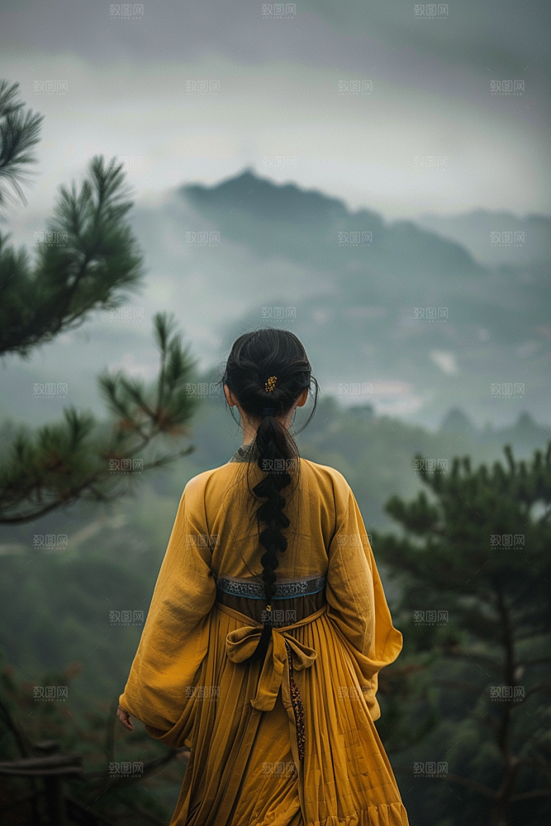 女生旅行背影风光唯美摄影图