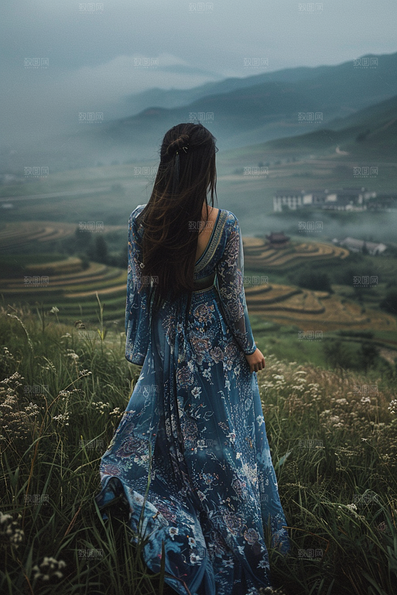 女生旅行背影自由行高清摄影图
