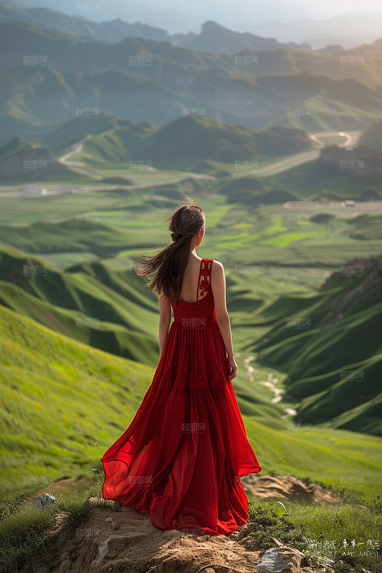 女生旅行背影唯美自由行摄影图