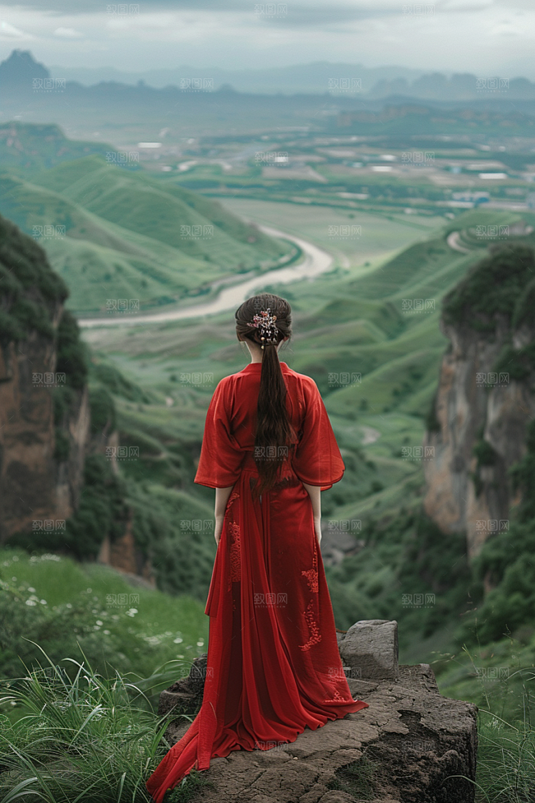女生旅行背影旅游高清摄影图