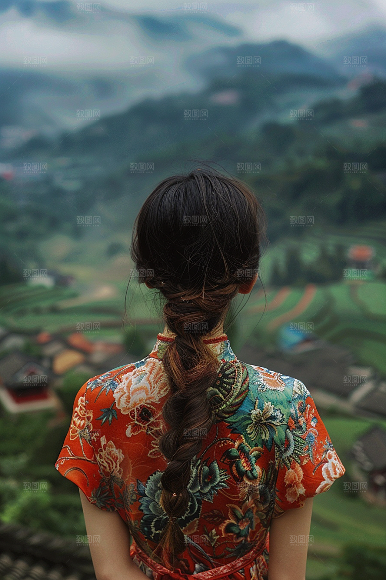 女生旅行背影旅游风光摄影图